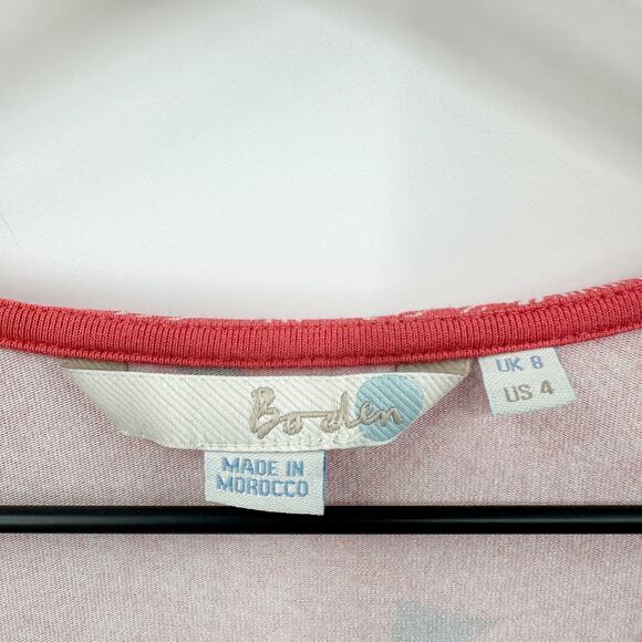 Boden Sleeveless Jersey Dress Knee Length Stretch in Red Floral Size 4 - Picture 5 of 6